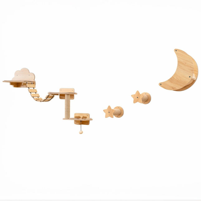 Cat Climbing Wall Set – 6 PCS, Hammock, Scratching Tree