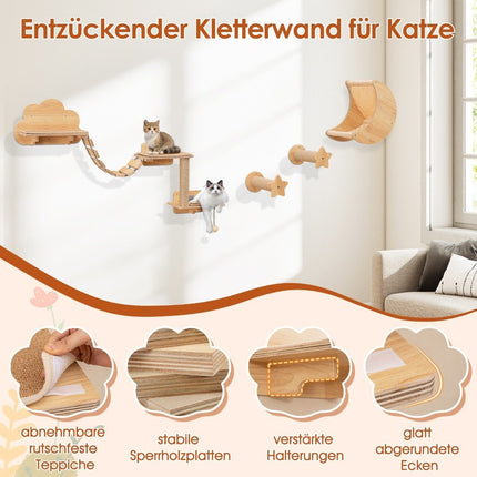 Cat Climbing Wall Set – 6 PCS, Hammock, Scratching Tree