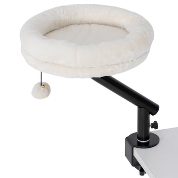 Cat Desk Bed, 360° Rotating, Adjustable Height, Cream