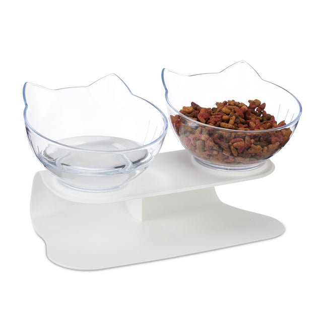 Cat Feeding Station with 2 Non-Slip Bowls