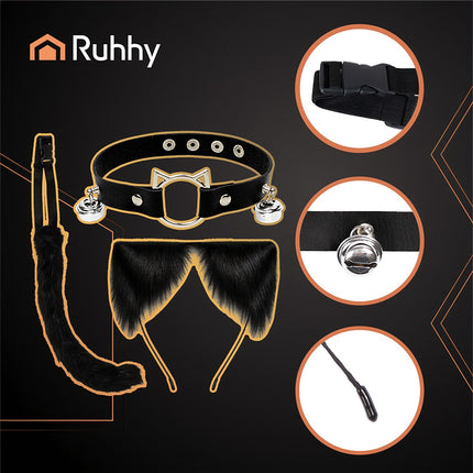 Cat/Fox Costume Set – Black, Tail, Ears, Choker