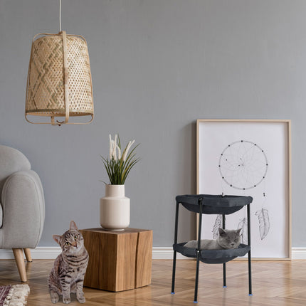 Cat Hammock Bed, 2 Tiers, Steel Frame, Grey Mesh