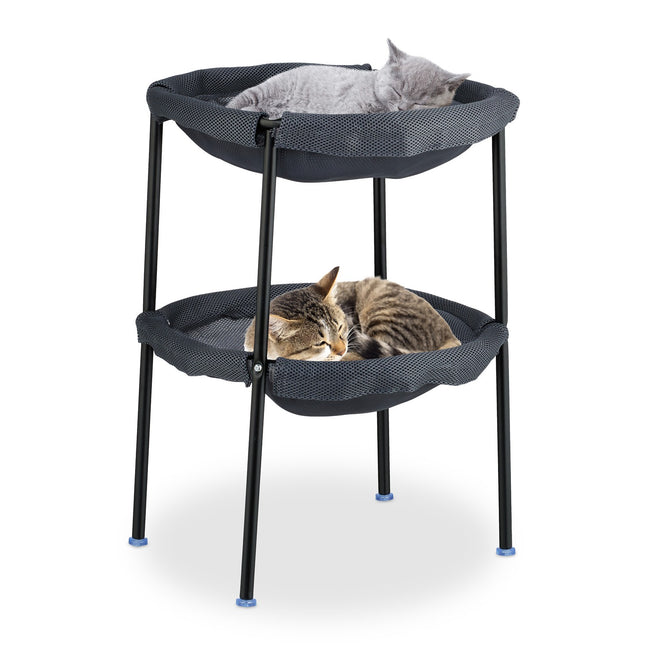 Cat Hammock Bed, 2 Tiers, Steel Frame, Grey Mesh