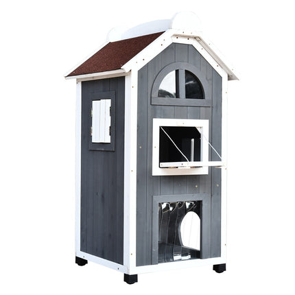 Cat house or litter box - spruce wood, asphalt roof