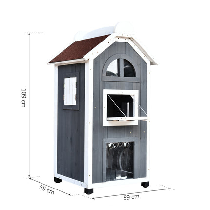Cat house or litter box - spruce wood, asphalt roof