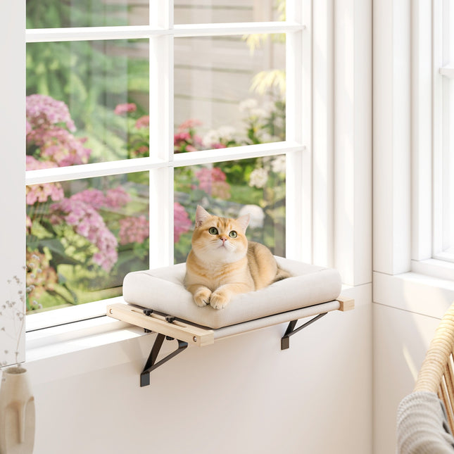Cat House for Windowsills & Heaters, Cushion, Wood Frame