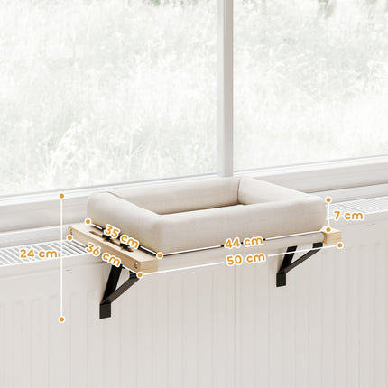 Cat House for Windowsills & Heaters, Cushion, Wood Frame
