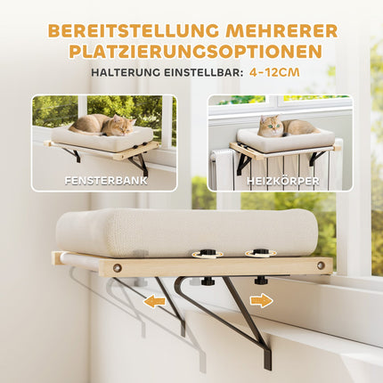 Cat House for Windowsills & Heaters, Cushion, Wood Frame