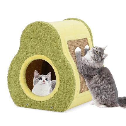 Cat House with Jute Scratching Board and Mountain Roof