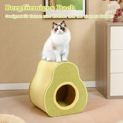 Cat House with Jute Scratching Board and Mountain Roof