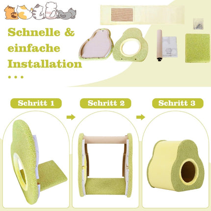 Cat House with Jute Scratching Board and Mountain Roof