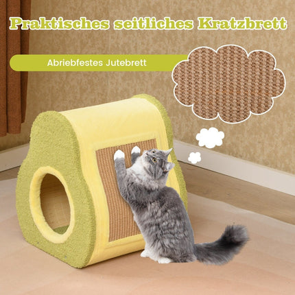 Cat House with Jute Scratching Board and Mountain Roof