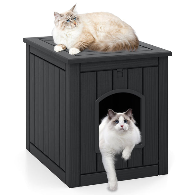 Cat Litter Box Cabinet with Flip Door, Weatherproof PP