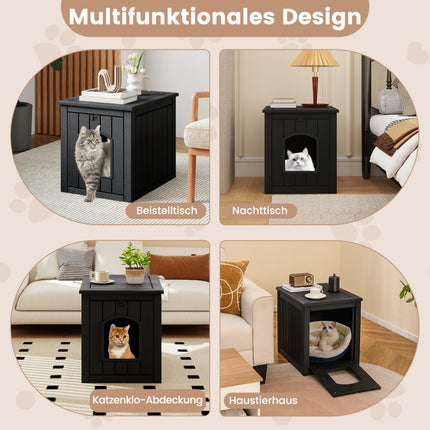 Cat Litter Box Cabinet with Flip Door, Weatherproof PP