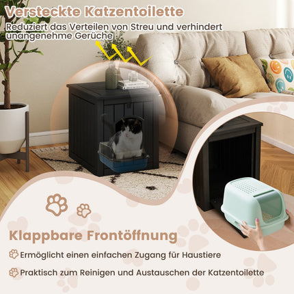 Cat Litter Box Cabinet with Flip Door, Weatherproof PP