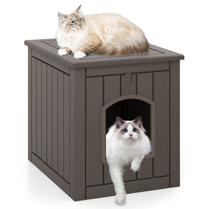 Cat Litter Box Cabinet with Folding Door, Weatherproof PP
