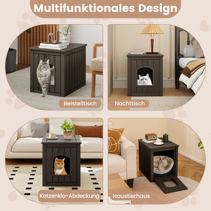 Cat Litter Box Cabinet with Folding Door, Weatherproof PP