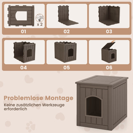 Cat Litter Box Cabinet with Folding Door, Weatherproof PP