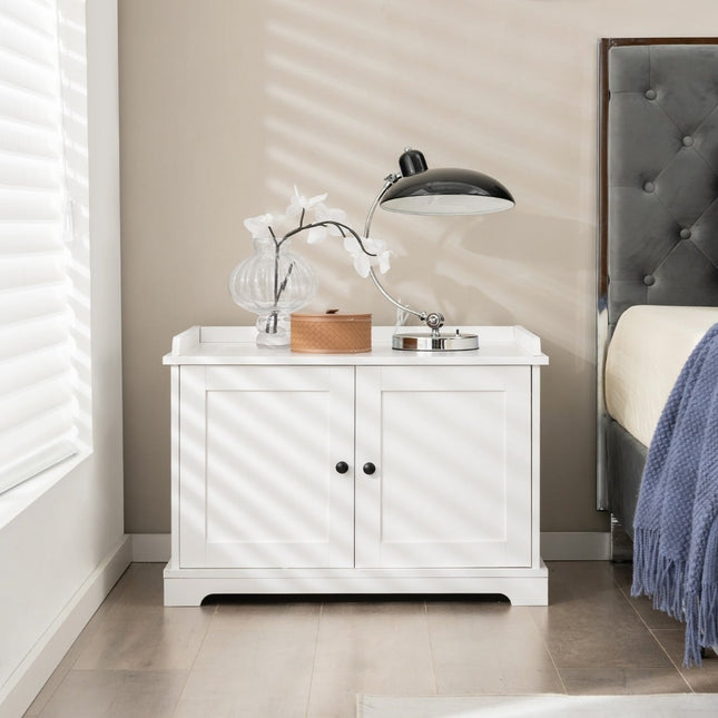 Cat Litter Box Cabinet with Scratching Pad, White