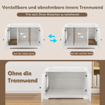 Cat Litter Box Cabinet with Scratching Pad, White