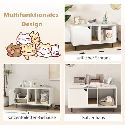 Cat Litter Box Cover for 2 Cats with Removable Scratching Board Hidden Cat Washroom