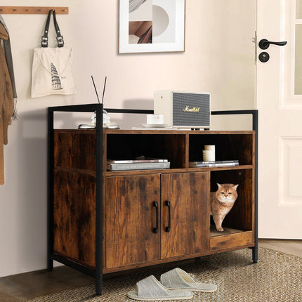 Cat Litter Box Enclosure Cabinet With Storage, Scratcher