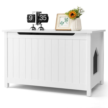 Cat Litter Box Enclosure with Top Entry, Adjustable Divider