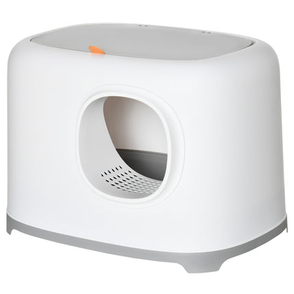 Cat litter with hood with mesh base, plastic, white