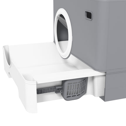 Cat box with lid & scoop, double exits, gray 52x41x38.5 cm