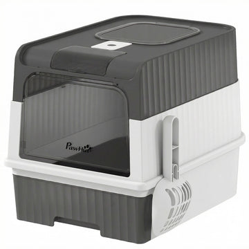 Cat Litter Box with Lid, Drawer & Top Exit, 48L