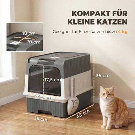 Cat Litter Box with Lid, Drawer & Top Exit, 48L