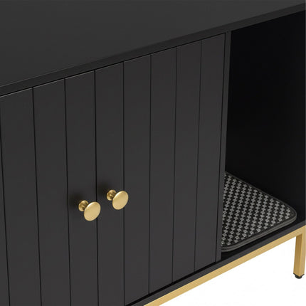 Cat Litter Cabinet, Wood-Effect, Metal Frame, 2-Door