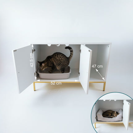 Cat Litter Cabinet – Wood-Effect, Metal Frame, 2-Door Design