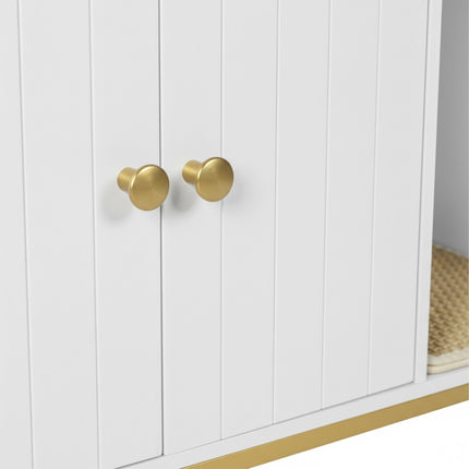 Cat Litter Cabinet – Wood-Effect, Metal Frame, 2-Door Design