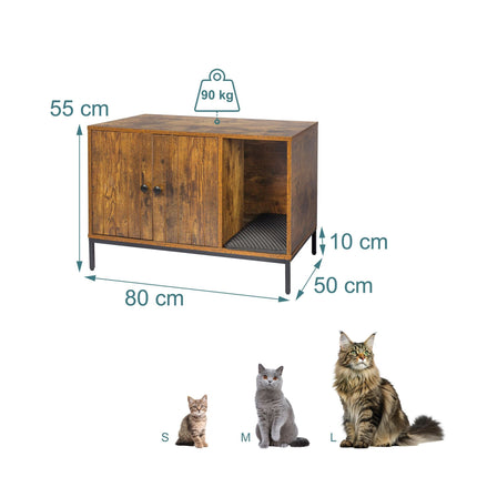 Cat Litter Cabinet – Wood-Effect, Metal Frame, 2-Door Design