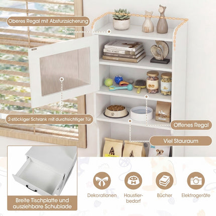 Cat Litter Cabinet with Adjustable LED Light & Storage