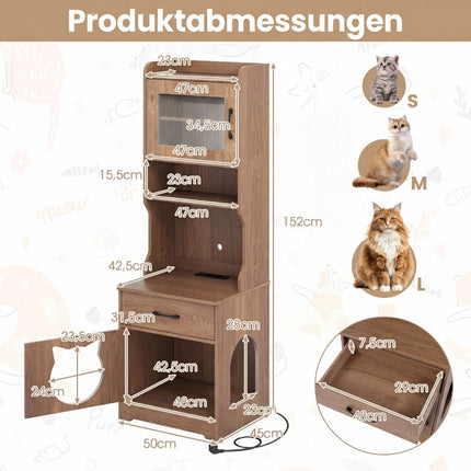 Cat Litter Cabinet with Adjustable LED Light & Storage