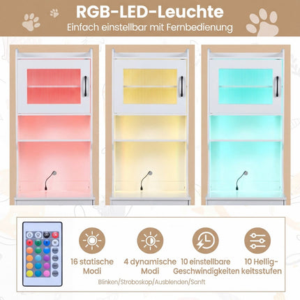 Cat Litter Cabinet with Adjustable LED Light & Storage