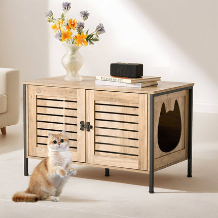 Cat Litter Cabinet with Cat-Head Entrance, Wood-Effect