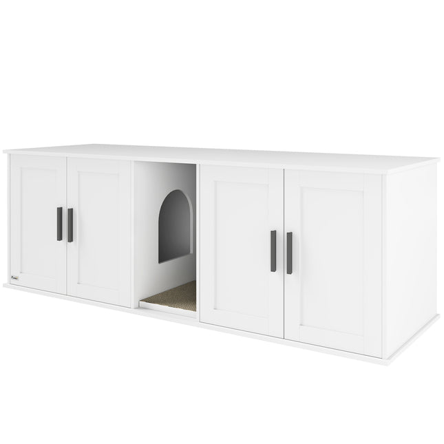 Cat Litter Cabinet with Door, White, 145 x 49 x 51 cm