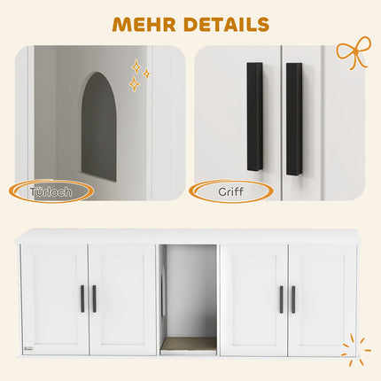 Cat Litter Cabinet with Door, White, 145 x 49 x 51 cm