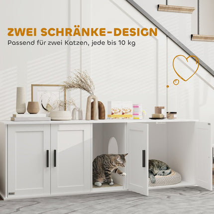 Cat Litter Cabinet with Door, White, 145 x 49 x 51 cm