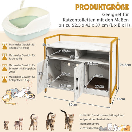 Cat Litter Cabinet with Double Doors & Scratch Pad