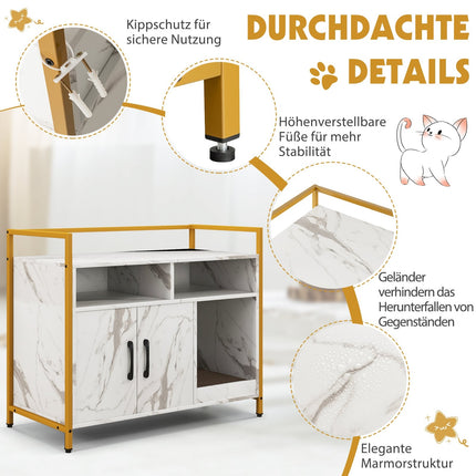 Cat Litter Cabinet with Double Doors & Scratch Pad