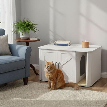Cat Litter Cabinet with Mat – Wood-Effect, Multi-Use