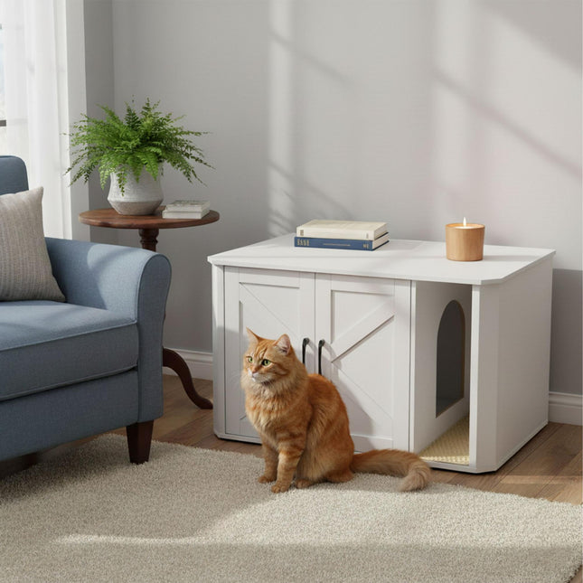 Cat Litter Cabinet with Mat – Wood-Effect, Multi-Use
