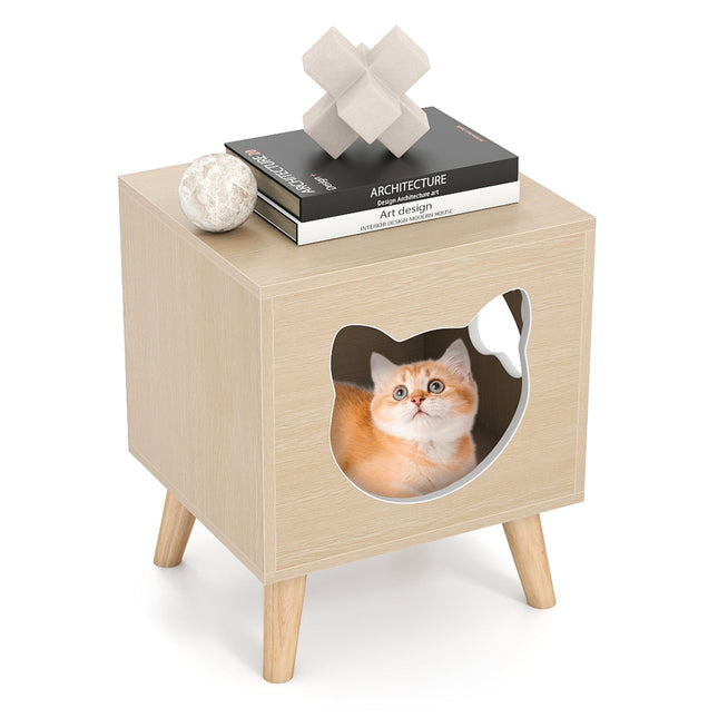 Cat Litter Cabinet with Removable Lid and Entry Window