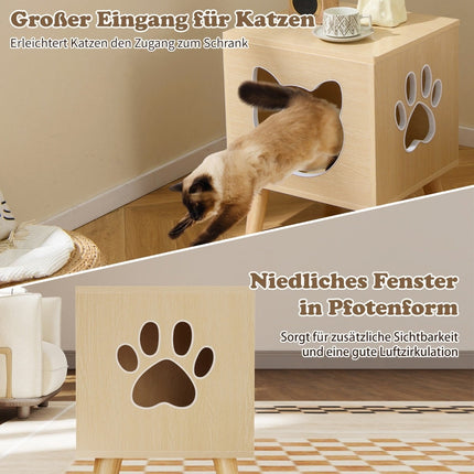 Cat Litter Cabinet with Removable Lid and Entry Window