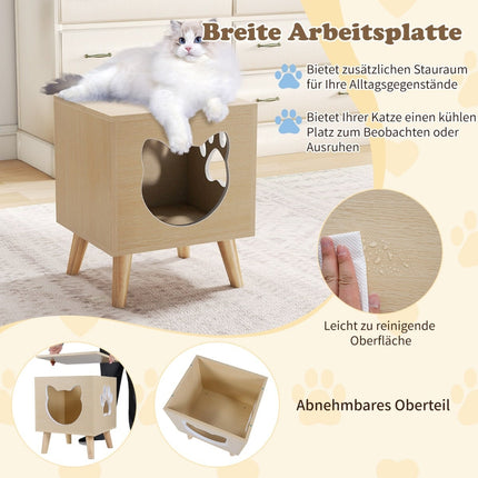 Cat Litter Cabinet with Removable Lid and Entry Window