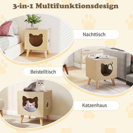 Cat Litter Cabinet with Removable Lid and Entry Window